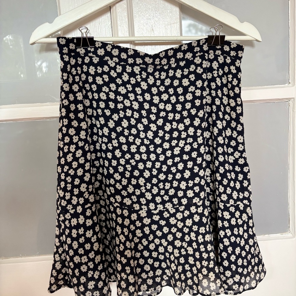 Floral Black and White A-line/circle skirt
